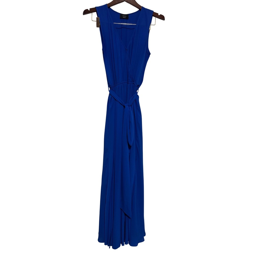 VICI Royal Blue Sleeveless Wrap Front Maxi Dress‎ with Tie Belt Medium